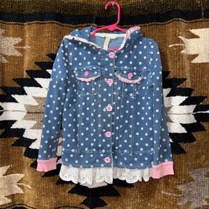 Polka Dot Denim Jacket with Pink Accents MJ